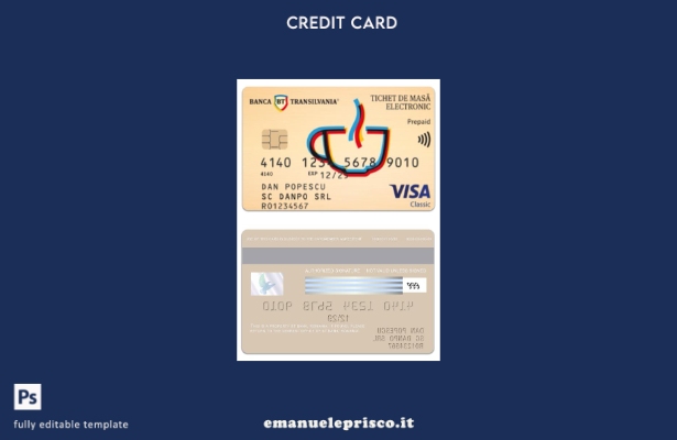 modello di carta classica prepagata visto Romania BT Bank stile verificato